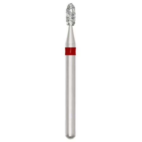 Solo Diamond Single Use Burs, FG, Egg, # 1900, 2.3 mm, Fine, Red, 25/Pk, 379023F