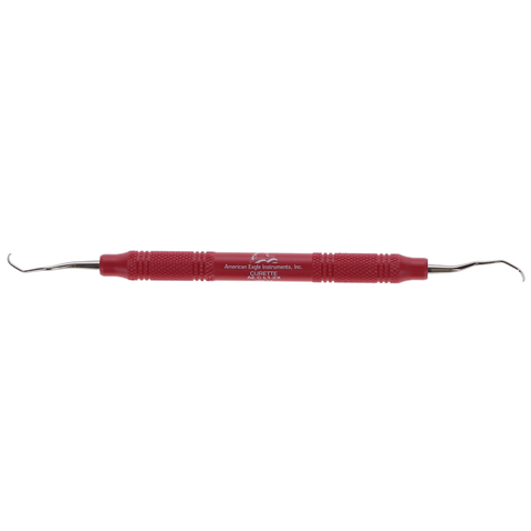 Universal Curette, # 1-2 Langer, Posterior Mesial/Distal, EagleLite Handle, Resin, 3/8", Red, 1/Pk, AECL1-2X