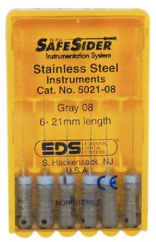 SafeSider Stainless-Steel Hand Reamers, 21 mm, 0.02 Taper, # 08, Grey, 6/Pk, 5021-08