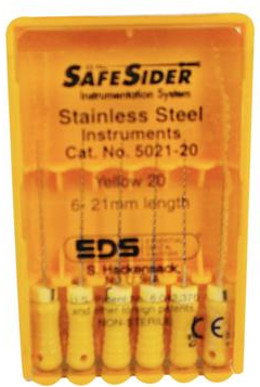 SafeSider Stainless-Steel Hand Reamers, 21 mm, 0.02 Taper, # 20, Yellow, 6/Pk, 5021-20