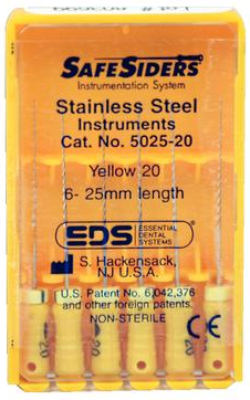 SafeSider Stainless-Steel Hand Reamers, 25 mm, 0.02 Taper, # 20, Yellow, 6/Pk, 5025-20