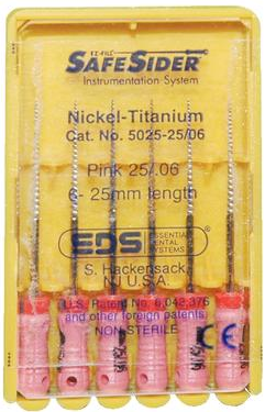 SafeSider Nickel-Titanium Hand Reamers, 25 mm, 0.06 Taper, # 25, Pink, 6/Pk, 5025-25/06
