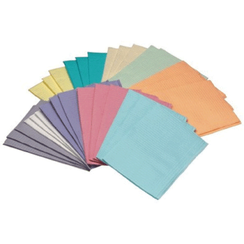 Disposable Bibs, 3-Ply and Poly, 13" x 18", Aqua, 500/Pk, B3-AQ