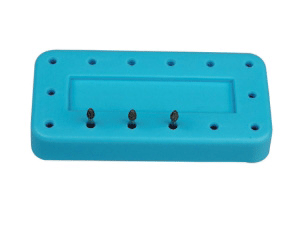 Magnetic Bur Block, 14-Hole, Rectangular, Coral, 1/Pk, OR405