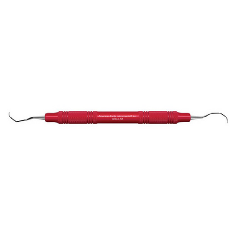 Universal Curette, # 3-4 Langer, Posterior Mesial/Distal, EagleLite Handle, Resin, 3/8", Red, 1/Pk, AECL3-4X