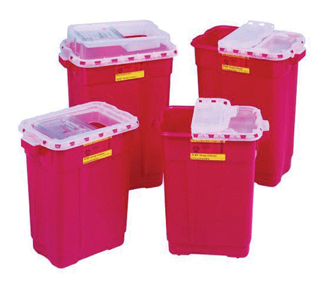 Multi-Use One-Piece Sharps Collectors Hinged Lid with Petals 8.2 Qt, 305490, Anesthetics, Sharps Containers