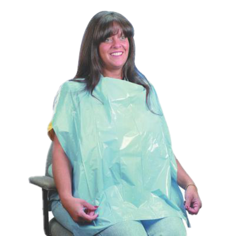 Disposable Plastic Patient Aprons 26" x 30" Blue, 2300, Disposables, Patient Bibs