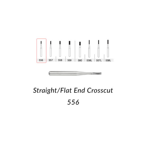 Alpen Operative Surgical Carbide Burs, FG, Straight Cross Cut Fissure, # 556, 0.9 mm, 100/Pk, R100556C