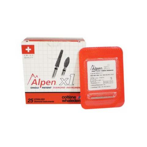 Alpen X1 Diamond Single-Use Bur, FG, Tapered Round End, # 850, 1.4 mm, Coarse, Green, 25/Pk, X850C014