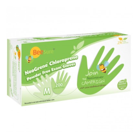 NeoGrene Chloroprene Exam Gloves, Powder-Free, Extra Large, Green, 200/Box