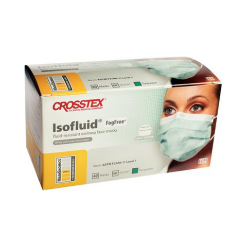 Isofluid FogFree Earloop Masks, Turquoise, 40/Pk, GCICXT