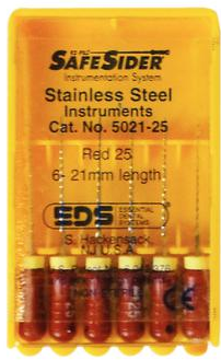 SafeSider Stainless-Steel Hand Reamers, 21 mm, 0.02 Taper, # 25, Red, 6/Pk, 5021-25