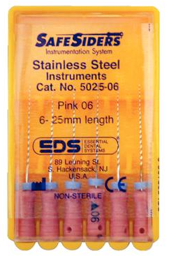 SafeSider Stainless-Steel Hand Reamers, 25 mm, 0.02 Taper, # 06, Pink, 6/Pk, 5025-06