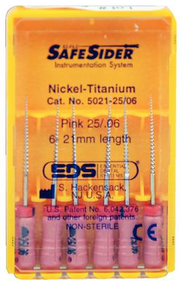 SafeSider Nickel-Titanium Hand Reamers, 21 mm, 0.02 Taper, # 25, Brown, 6/Pk, 5021-25/08