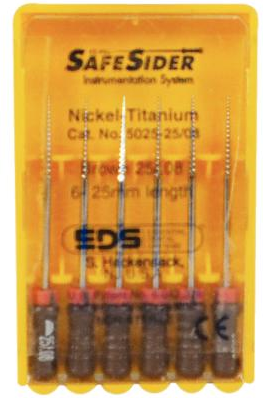 SafeSider Nickel-Titanium Hand Reamers, 25 mm, 0.08 Taper, # 25, Brown, 6/Pk, 5025-25/08