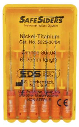 SafeSider Nickel-Titanium Hand Reamers, 25 mm, 0.04 Taper, # 30, Orange, 6/Pk, 5025-30/04