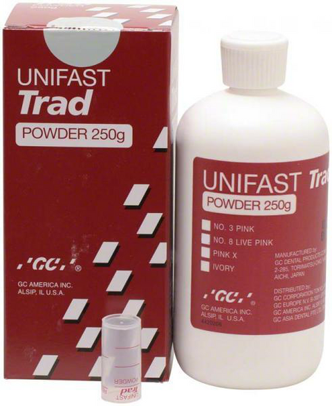 Unifast Trad General-Purpose Acrylic Resin, Powder Refill, 250 g, 8 Live Pink, 1/Pk