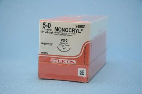 5-0 Monocryl Monofilament with PS-2 Needle 12/Pk Y495G, Y495G, Surgical Products, Sutures