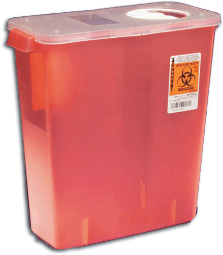 SharpStar Sharps Containers, with Hinged Rotor Lids, 3 Gal, Transparent Red, 1/Pk, 8527R