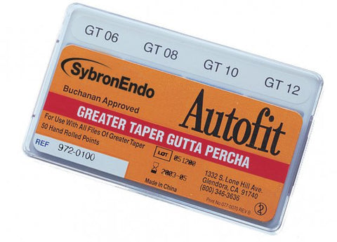 Autofit Feathered Tip Gutta Percha Points, Hand-Rolled, Non-Standard, Fine-Medium, 100/Pk, 952-0013