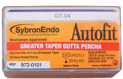 Autofit Greater Taper Gutta Percha Points, Hand-Rolled, 0.04 Taper, Purple, 50/Pk, 972-0101