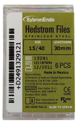 Sybron Endo, Hedstrom Files, Stainless Steel, 6/Pk