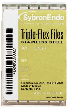 Triple Flex Stainless Steel Hand Files, 6/Pack