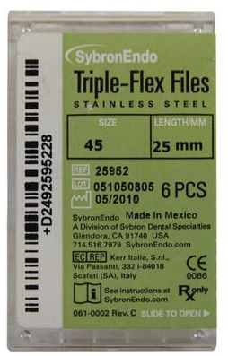 Triple Flex Stainless Steel Hand Files, 6/Pack