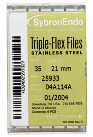 Triple K-Flex Stainless Steel Hand Files, Assorted 6/Pk