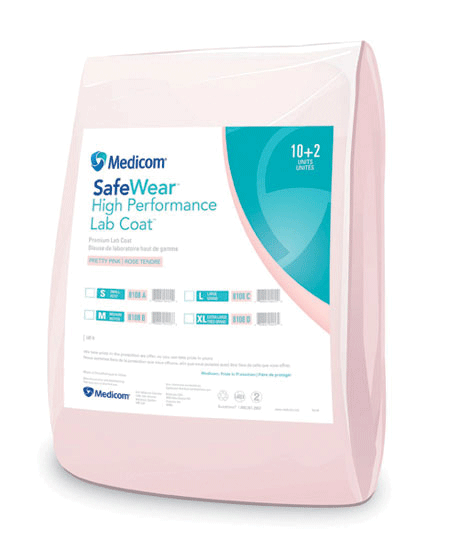 SafeWear Disposable High Performance Lab Coat, Medium, Pretty Pink, 12/Pk, 8108-B