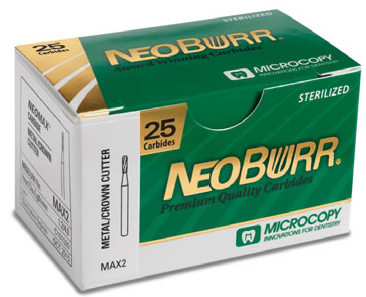 NeoBurr 12-Blade Trimming & Finishing Carbide Burs, FG, Bullet, 7803, 1.2 mm, 25/Pk