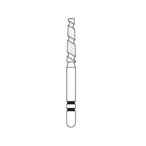 Two Striper TS2000 Spiral Cut Diamond Burs, FG, Flat-End Taper, 2001.10, 1.6 mm, Coarse, Green, 5/Pk, 2000020