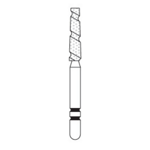 Two Striper TS2000 Spiral Cut Diamond Burs, FG, Flat-End Taper, 2002.8, 1.8 mm, Coarse, Green, 5/Pk, 2000028