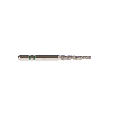 Two Striper TS2000 Spiral Cut Diamond Burs, FG, Round-End Taper, 2003.8, 1.4 mm, Coarse, Green, 5/Pk, 2000038