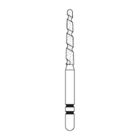 Two Striper TS2000 Spiral Cut Diamond Burs, FG, Round-End Taper, 2003.10, 1.4 mm, Coarse, Green, 5/Pk, 2000040