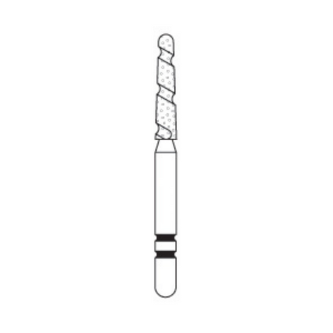 Two Striper TS2000 Spiral Cut Diamond Burs, FG, Round-End Taper, 2004.8, 1.6 mm, Coarse, Green, 5/Pk, 2000048