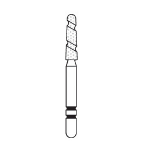 Two Striper TS2000 Spiral Cut Diamond Burs, FG, Round-End Taper, 2005.7, 1.8 mm, Coarse, Green, 5/Pk, 2000057