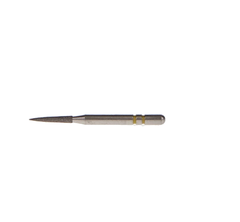 Two Striper Diamond Burs, FG, Flame, 260.6.5, 1.3 mm, Very Fine, Yellow, 5/Pk, 2015182