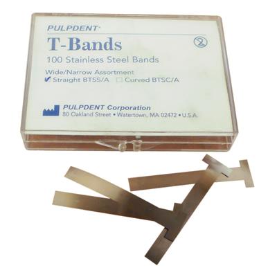 T-Bands S/S Straight Assorted 100/bx, BTSS/A, Matrix Materials, Matrix Bands & Strips