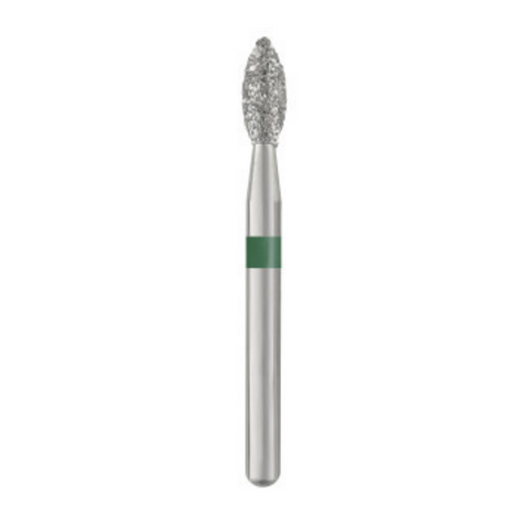 Piranha Diamond Single-Use Burs, FG, Pointed Football, # 368-021, 2.1 mm, Coarse, Green, 25/Pk, 368-021C