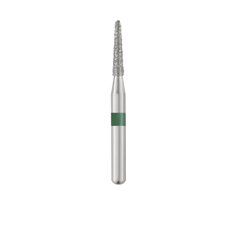 Piranha Diamond Single-Use Burs, FG, Round End Taper, # 855-014, 1.4 mm, Coarse, Green, 25/Pk, 855-014C