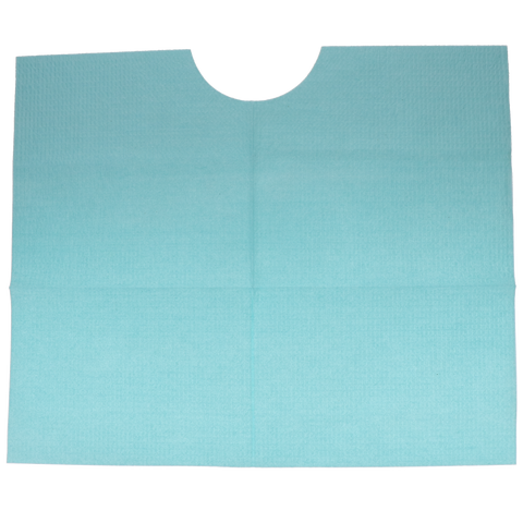 Contour Neck Bib 18x22 3-Ply Blue 400/Cs, 917903, Disposables, Patient Bibs