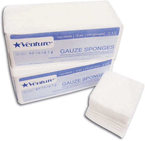 Venture All-Gauze Sponges, Non-Sterile, 8-Ply, 2" x 2", 5000/Case, 908282