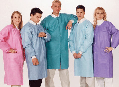 Extra Safe Lab Coats, Medium, Ceil Blue, 10/Pk, 3660CBM