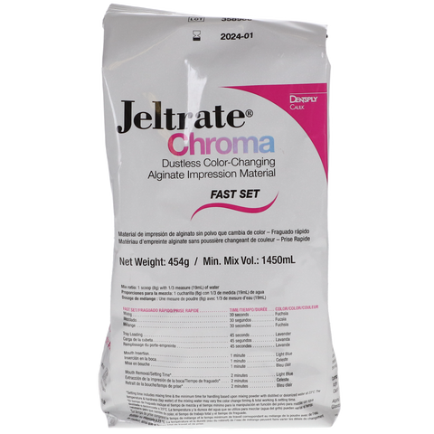 Jeltrate Chroma Alginate Impression Material, Dustless, Fast Set, Pouch, 1 lb, 1/Pk, 605700