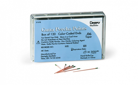 Tapered Gutta Percha Points, 0.06 Taper, # 35, Green, 120/Pk, 670959