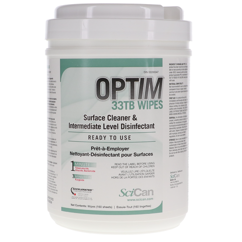 Optim 33TB, Disinfectant Wipes, Unscented, 160/Pk, SCI33W12