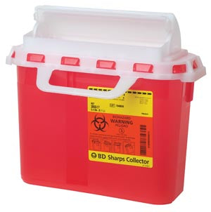 Sharps Collector, with Counter Balance Door, 5.4 Qt, Large, Red, 20/Ca, 305517